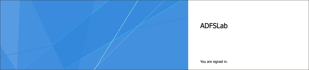 Click to expand ADFS confirmation that you are signed in