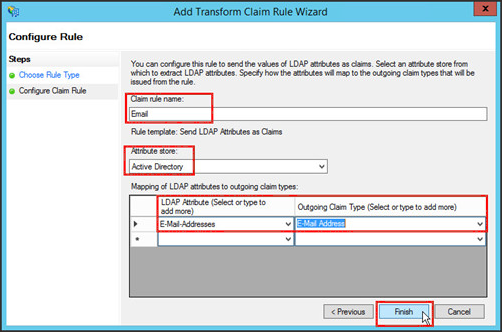Click to expand Choose Rule Type page of Add transform claim rule wizard.
