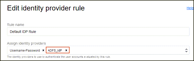Click to expand adding ADFS as an identity provider in the default IdP rule