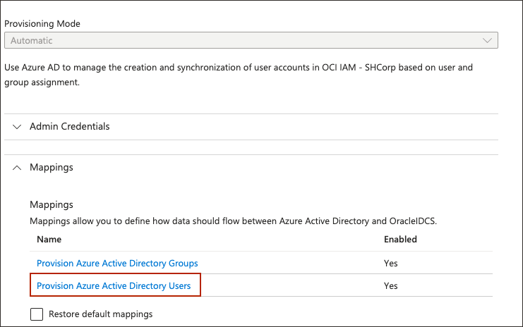 Click to expand Provision Entra ID Users under Mappings, in the Provisioning Mode page