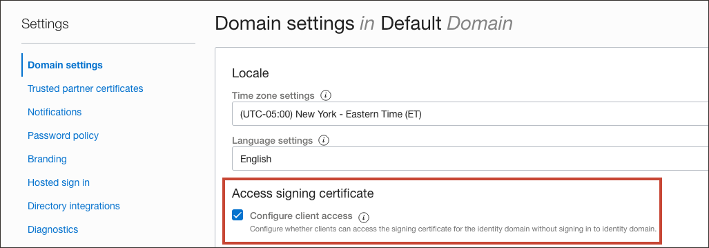 Click to expand Configure client access on the Domain Settings page