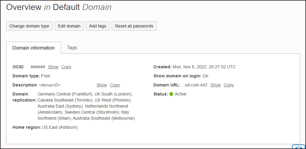 Click to expand The domain information showing where the Domain URL information is.