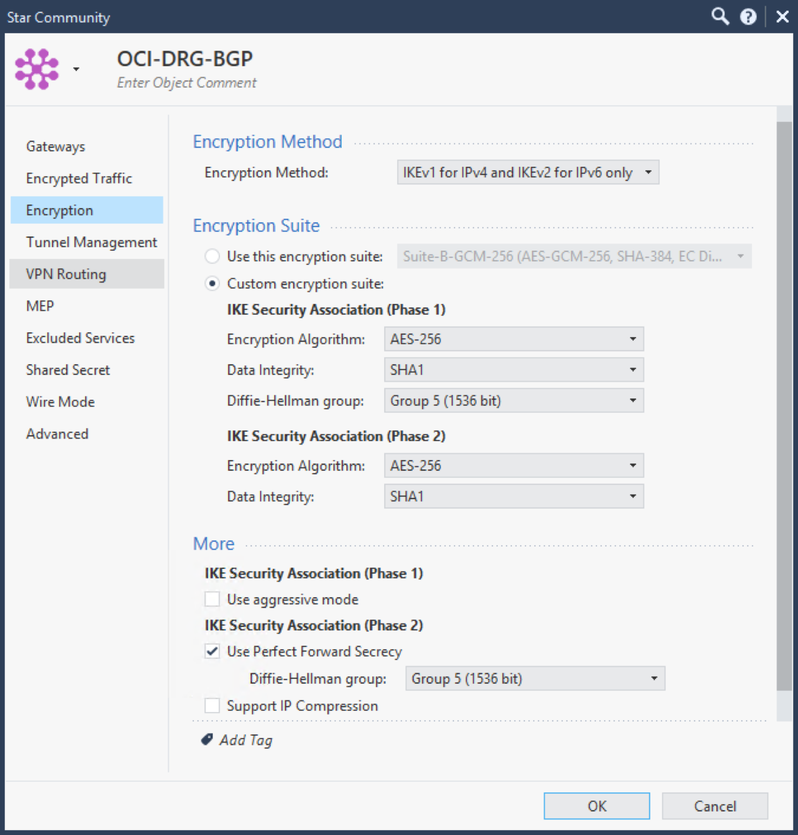 Click to expand This image shows where you can configure the Phase 1 and Phase 2 parameters.