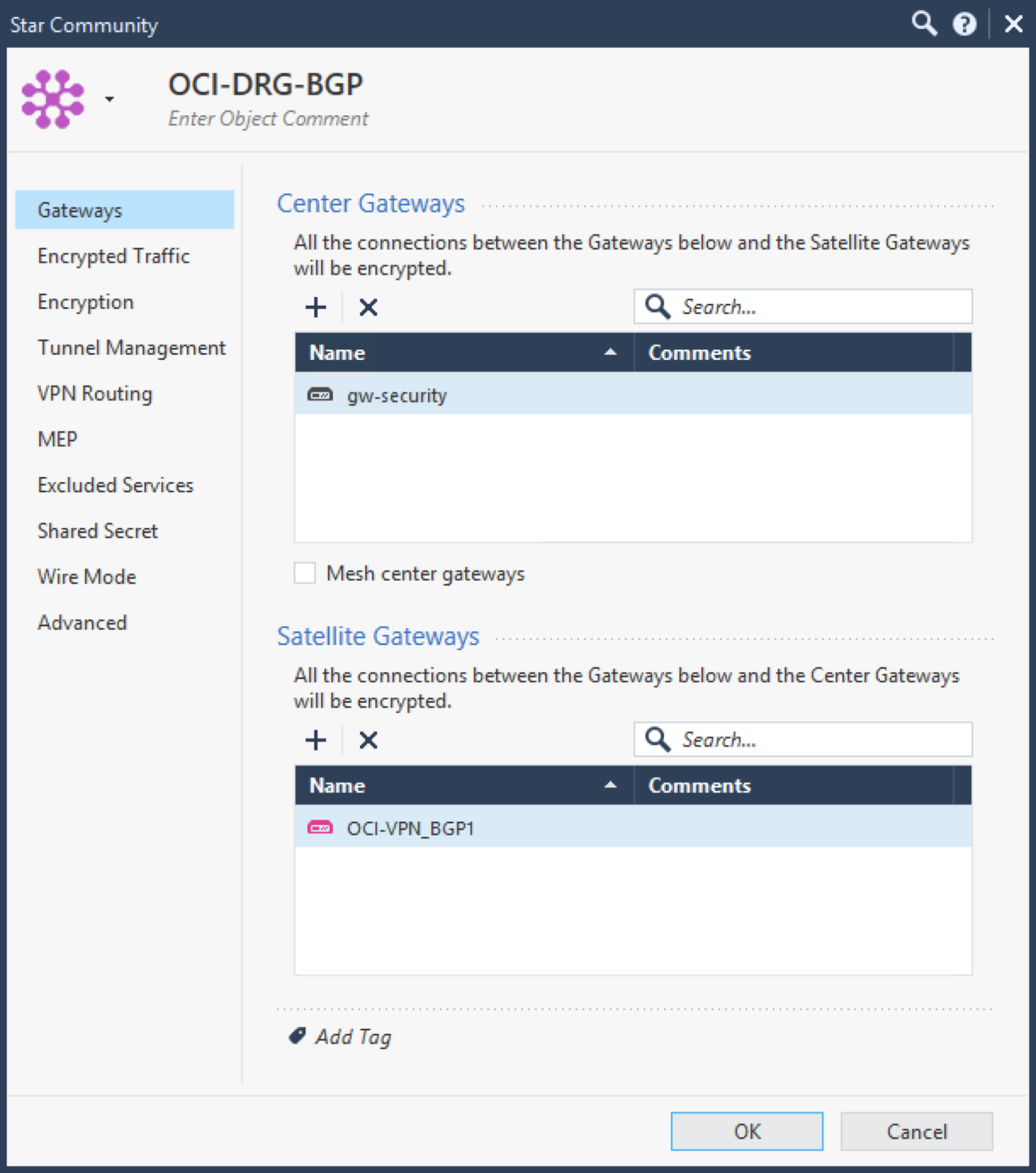 Click to expand This image shows where to configure the gateways for the VPN community.