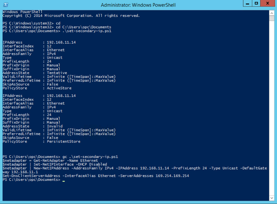 Click to expand This image shows the PowerShell script for configuring a secondary private IP address.