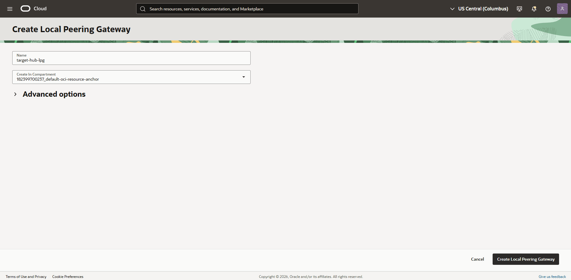This screenshot shows the required configuration for cross-region restore.
