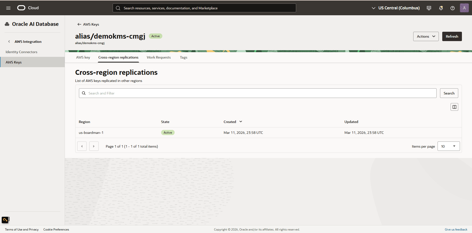 This screenshot shows how to replicate AWS key.