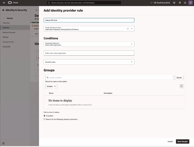 Click to expand An image of the OCI Console showing the Edit identity provider panel.