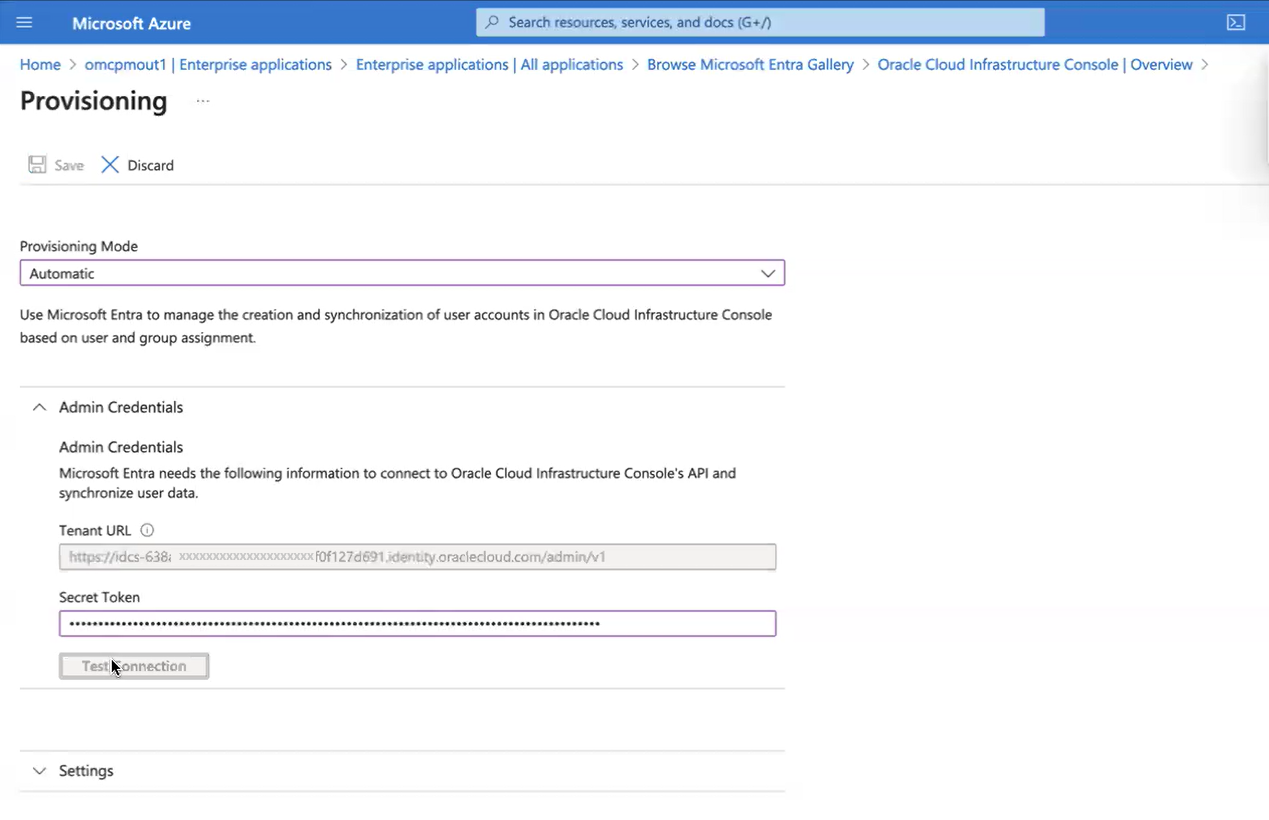 Click to expand An image of the Azure portal showing the SAML-based Sign-on Provisioning page.
