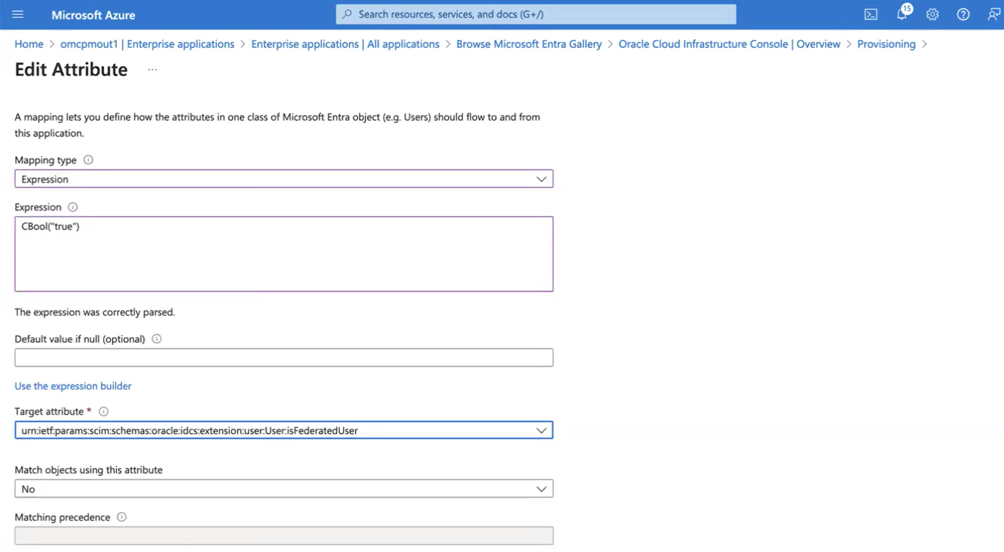 Click to expand An image of the Azure portal showing the SAML-based Sign-on Edit Attribute page.