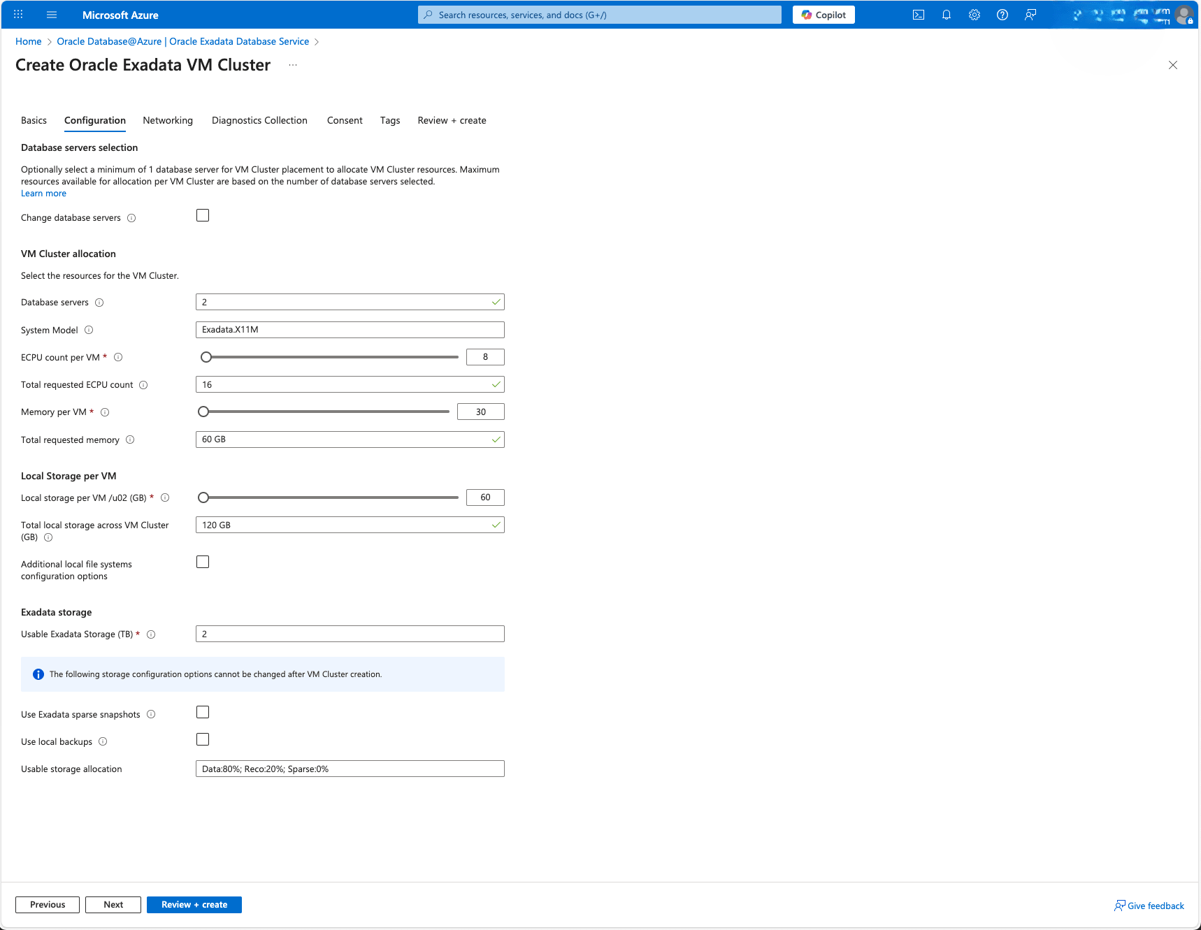 This screenshot shows the steps for creating an Exadata VM Cluster.
