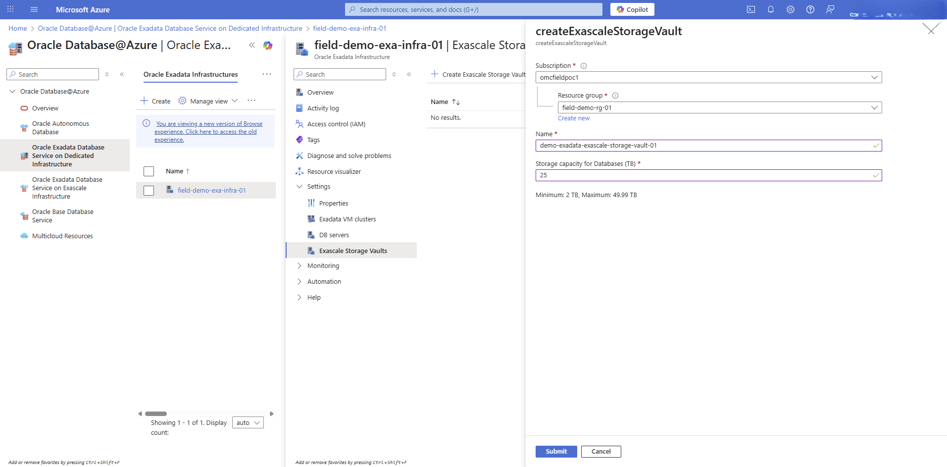 This screenshot shows how to configure Exascale storage vault. This screenshot shows how to configure Exascale storage vault.