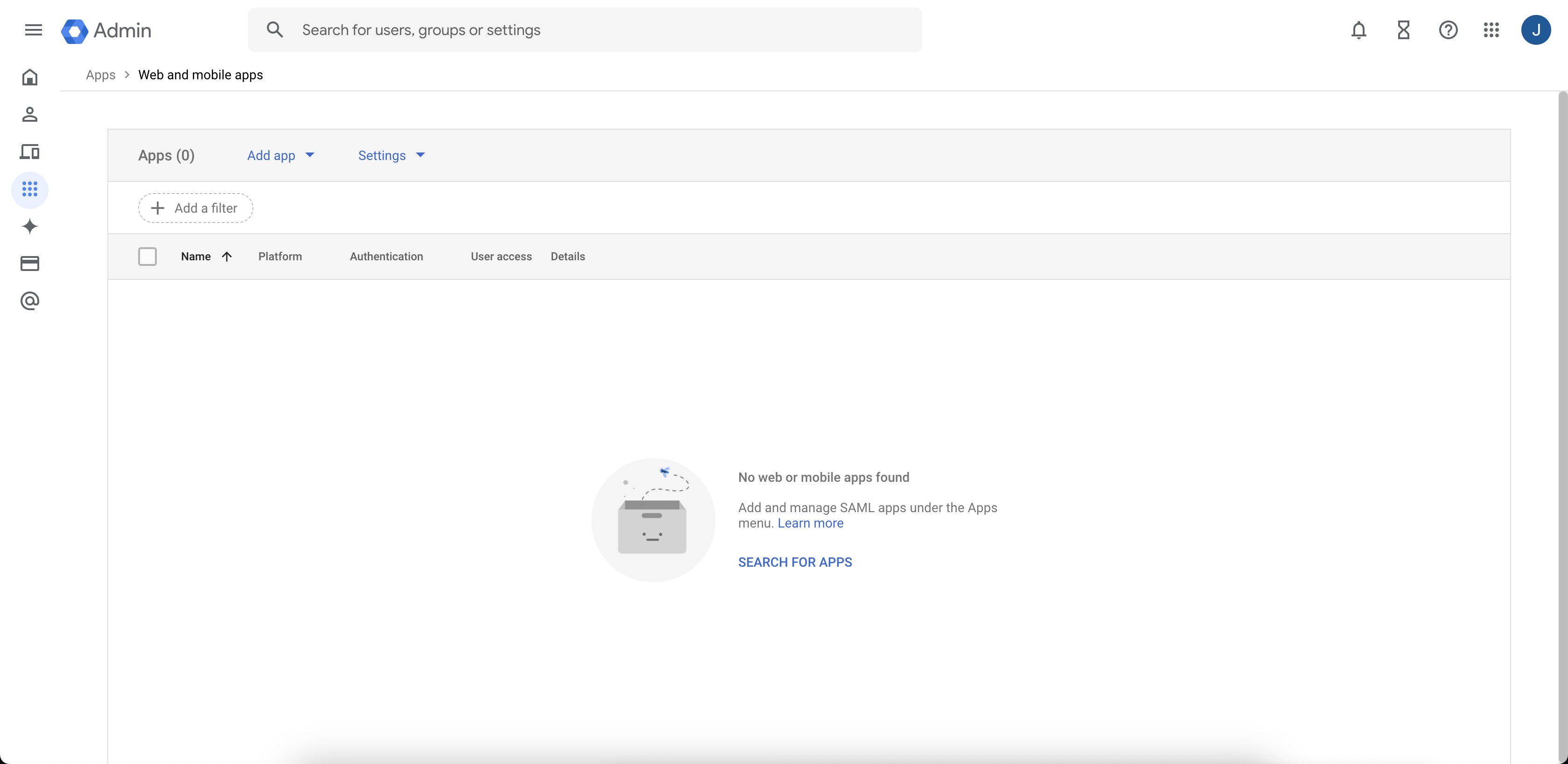 Click to expand An image of the Google Cloud admin Console.