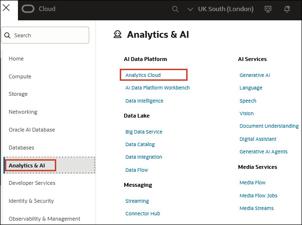 Description of console_oac_nav.jpg follows