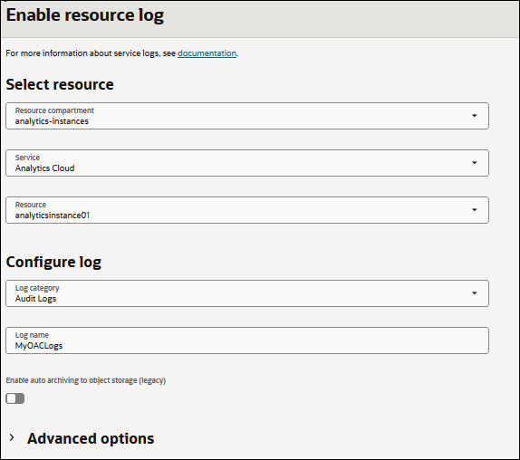 Enable resource logging Enable resource logging