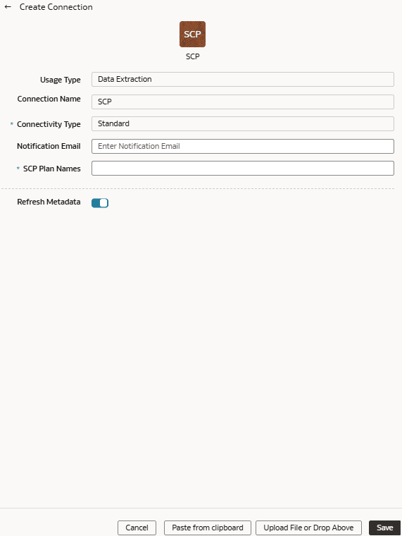 Create Fusion Supply Chain Planning connection