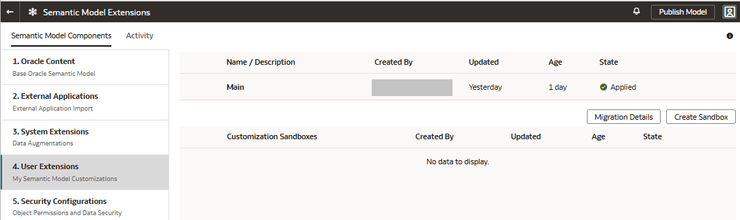 Migration details option Migration details option