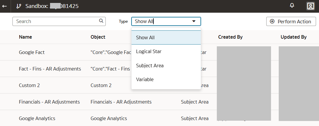 Perform Action option