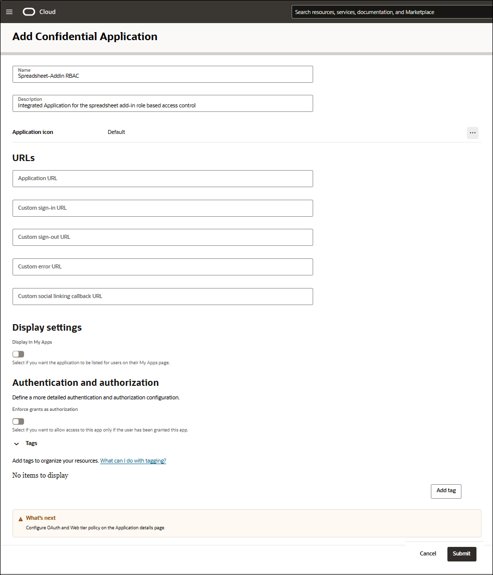 Description of rbac-add-confidential-application.png follows Description of rbac-add-confidential-application.png follows