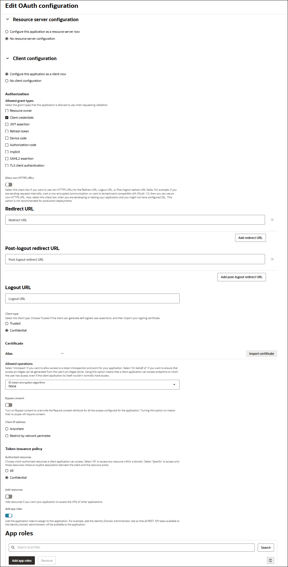 Description of rbac-edit-oauth-config-identity-domain.png follows Description of rbac-edit-oauth-config-identity-domain.png follows