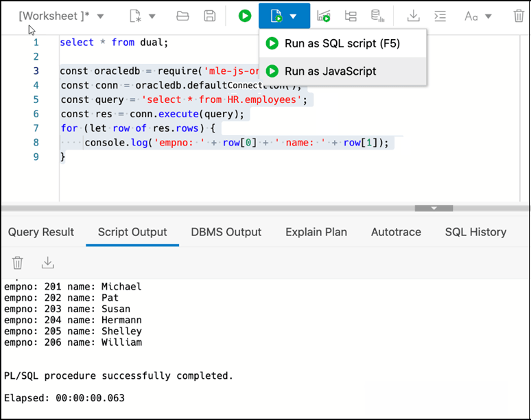 This image shows JavaScript code executed in a standard worksheet. This image shows JavaScript code executed in a standard worksheet.