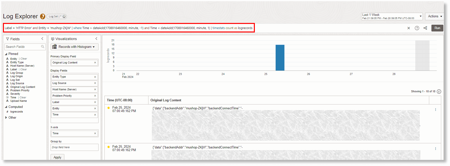 View result in the Log Explorer View result in the Log Explorer