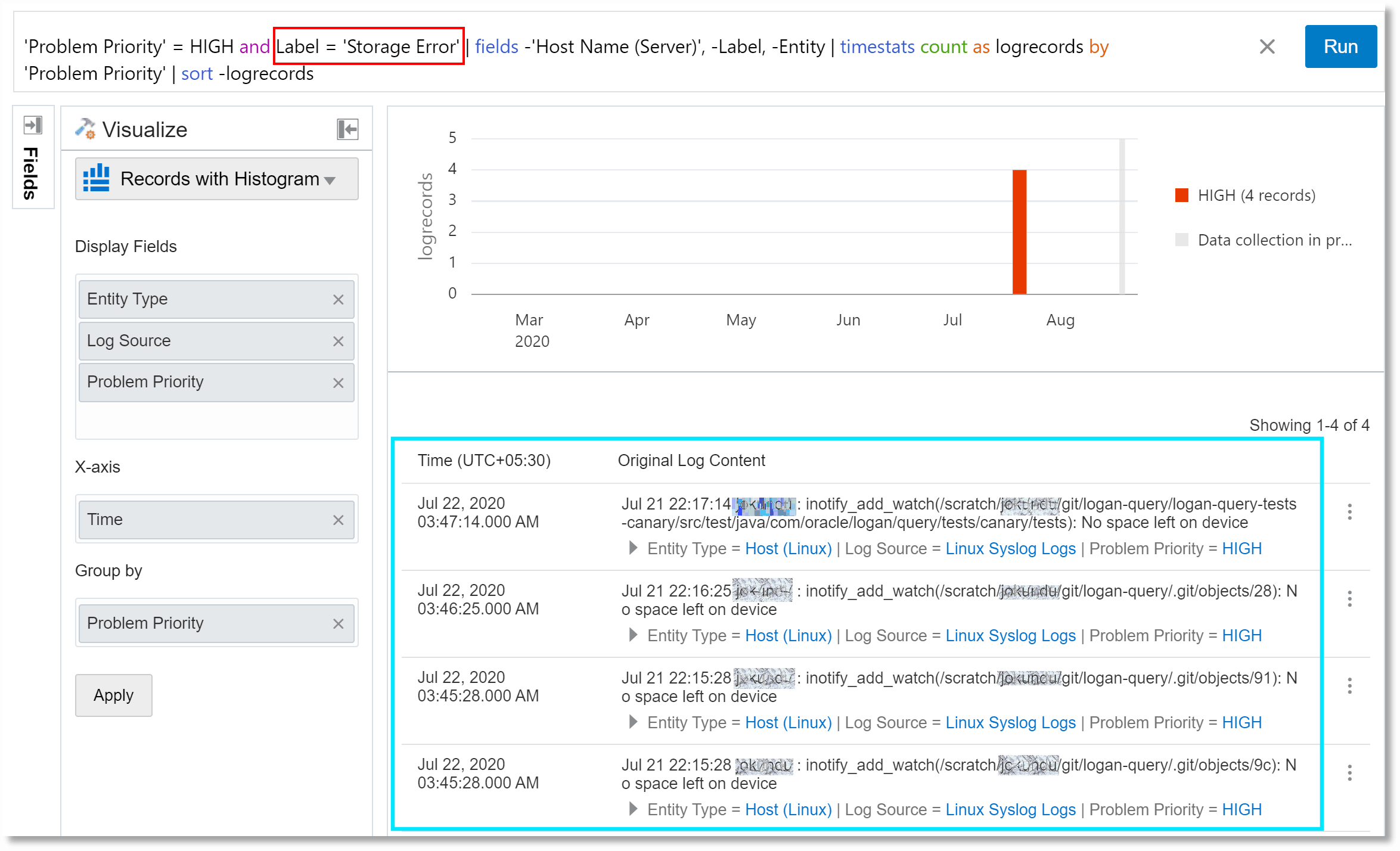 a field summary consisting of log records that have the specified label a field summary consisting of log records that have the specified label