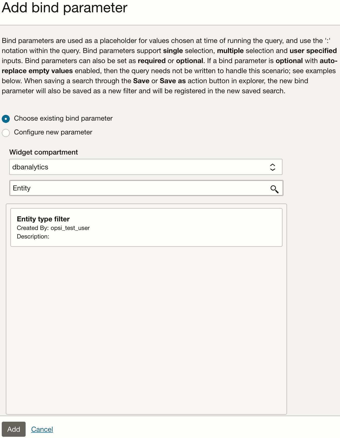 Add Existing Bind Parameter Add Existing Bind Parameter