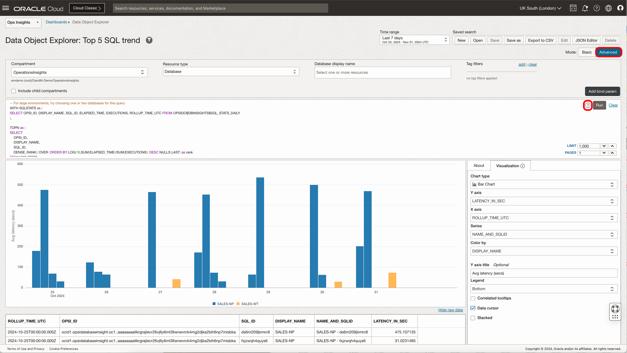 Advanced Data Objects main screen with Advanced selected and free-text query text box displayed Advanced Data Objects main screen with Advanced selected and free-text query text box displayed