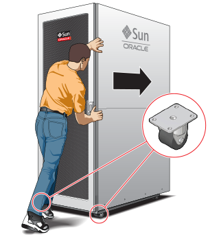 Figure showing the appliance rack being pushed from the back.