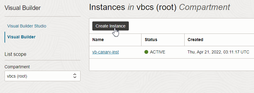 Description of admin-console-createinstance.png follows Description of admin-console-createinstance.png follows