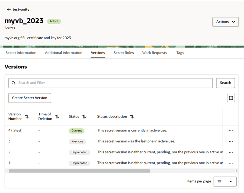Description of vault-secret-versions.png follows