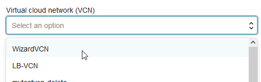 Click to expand Pre-populated values for Virtual cloud network (VCN) field.