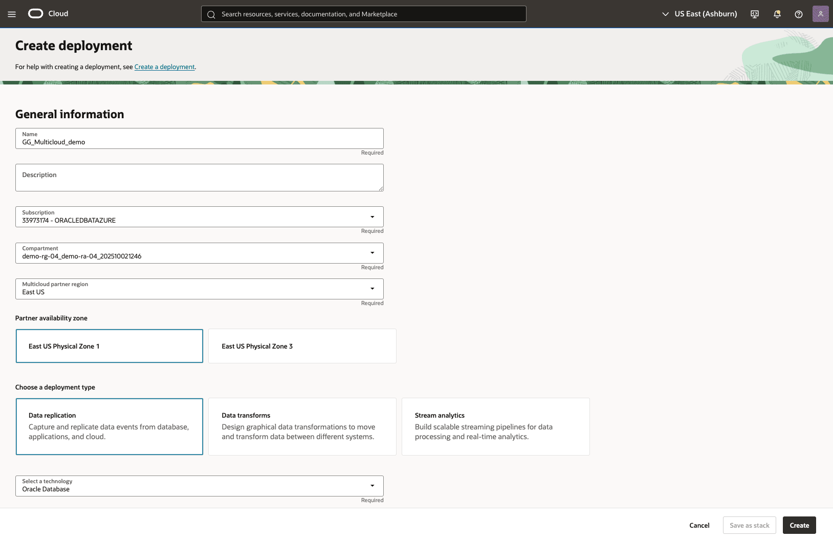 This screenshot shows how to create GoldenGate deployment. This screenshot shows how to create GoldenGate deployment.