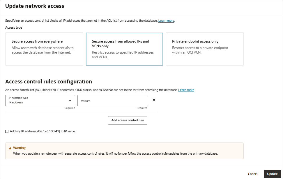 Description of adb_network_access_update.png follows Description of adb_network_access_update.png follows
